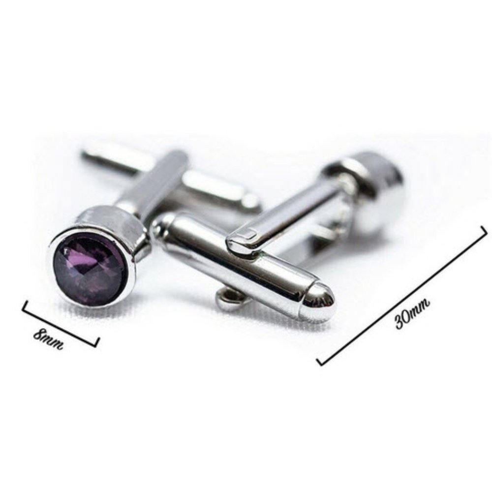 Classic Men's Lavender Dot Cufflinks - Picture 3 of 6